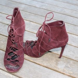 Dolce Vita Open Toe Lace Up Bootie- merlot